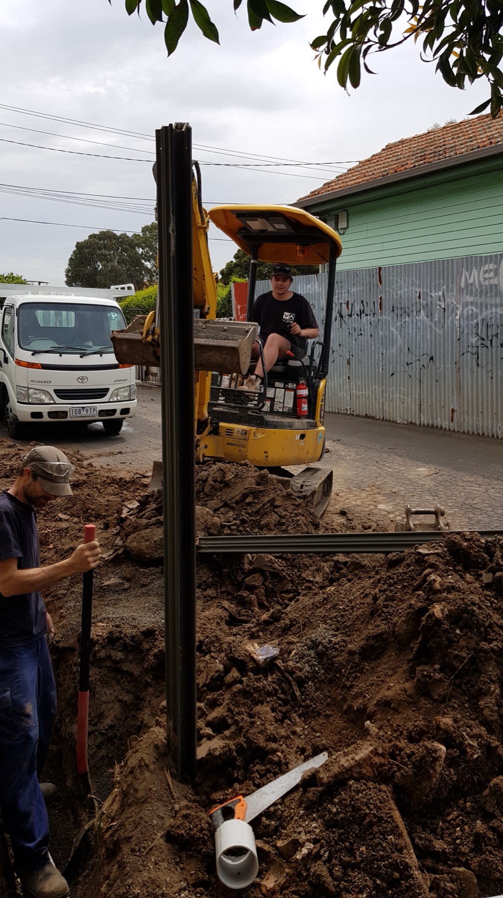 Excavation and underground plumbing work